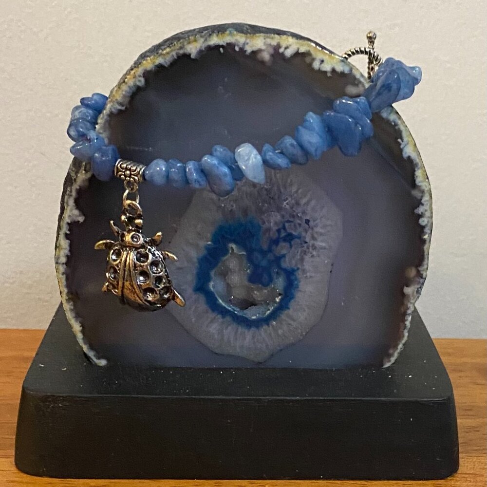 Quartzite bracelet with ladybug charm